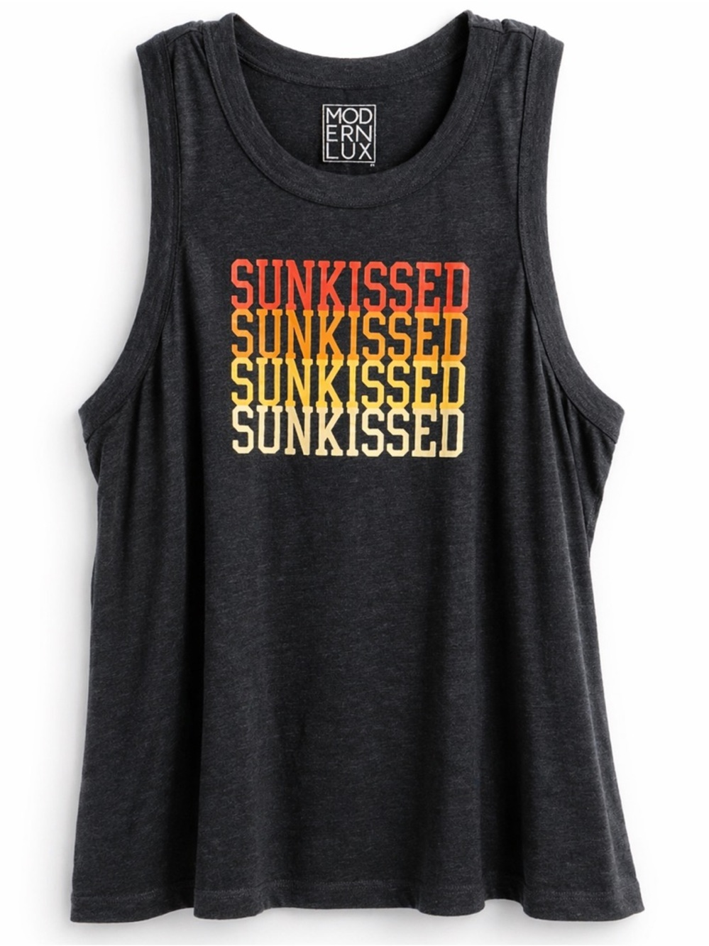 Sunkissed Graphic Tank Top 2X Black Sleeveless Summer Beach